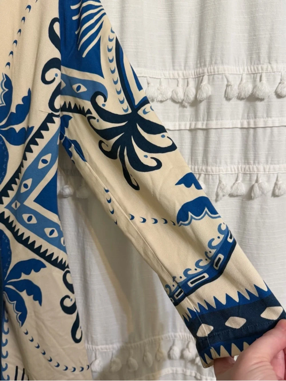 Farm Rio Palm Tree and Evil Eye Long-Sleeve Blazer Dress Size Small Petite - Picture 11 of 12